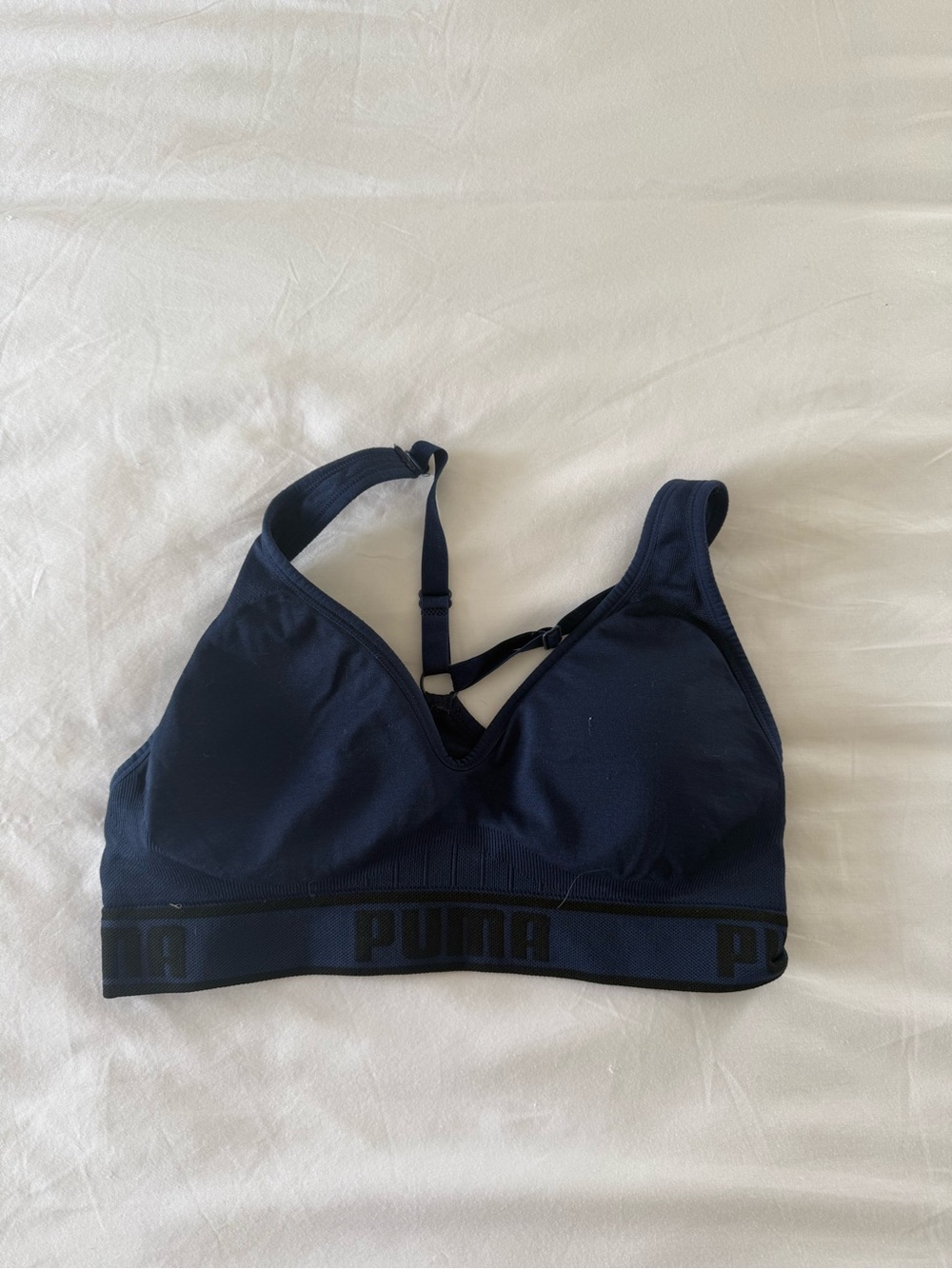 Puma Dark Navy Logo Band Sports Bra